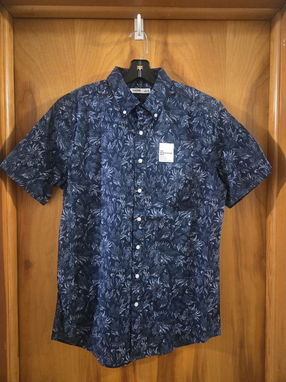 Sonoma Navy Floral Short-Sleeve Button-Down Shirt